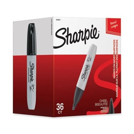Sanford Sharpie, CHISEL TIP PERMANENT MARKER, BROAD, BLACK, 36PK 2083007